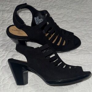 Croft & Barrow Black Open Toed Heeled Sandals